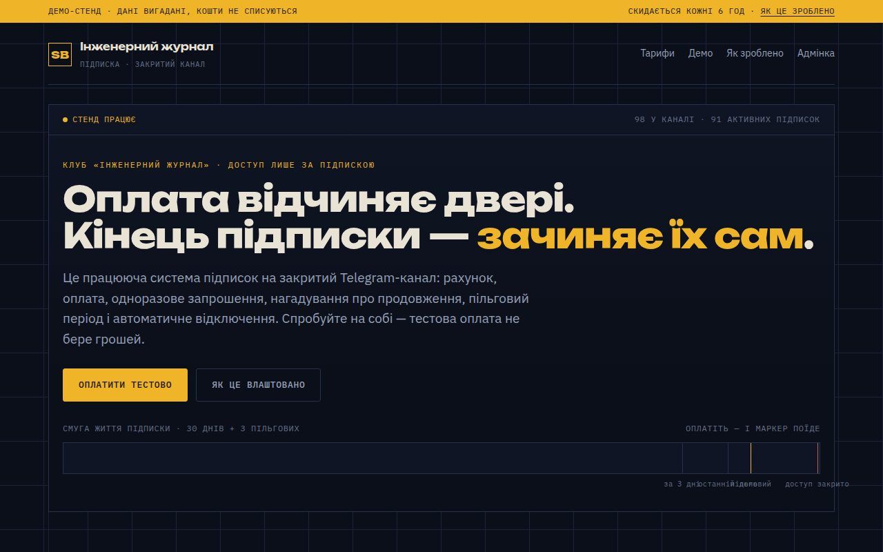 Telegram bot for paid subscriptions with closed channel